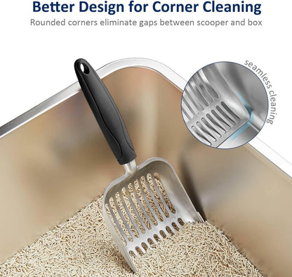 WePet Cat Litter Scoop, Aluminum Alloy Sifter, Kitty Metal Scooper, Deep Shovel, Long Handle, Poop Sifting, Kitten Pooper Lifter, Durable, Heavy Duty, for Litter Box