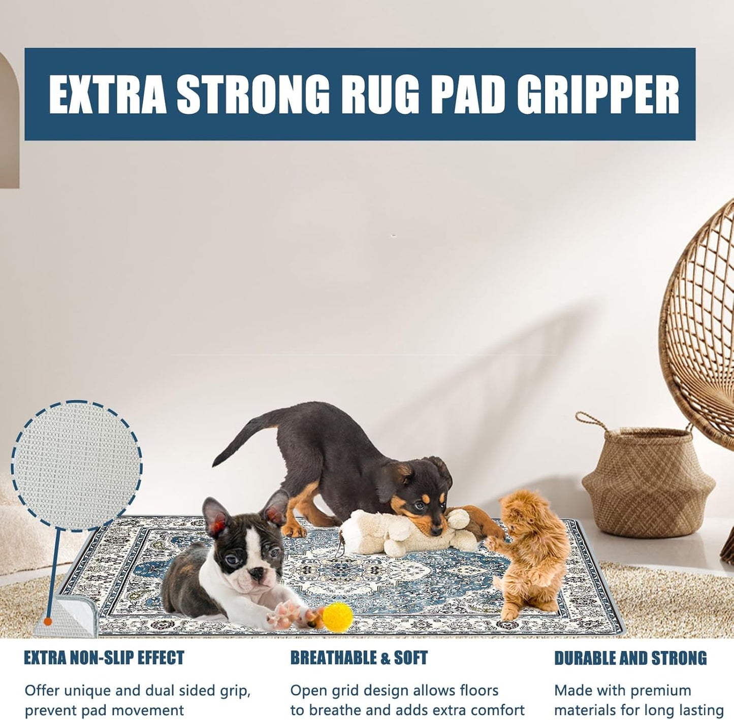 Washable Pee Pads for Dogs, (2 Pack, 36"x42") Upgrade Reusable Puppy Pads with Non-Slip Rug Pad, Super Thickening Absorbent Leakproof Dog Traning Pads Whelping Pad for Dogs, Doggie(Blue-1)