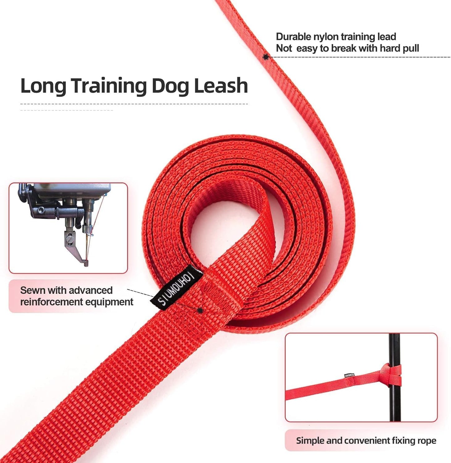 Dog/Puppy Obedience Recall Training Agility Lead - 15ft 20ft 30ft 40ft 50ft Training Leash - Great for Play, Camping, or Backyard - Pink 30ft