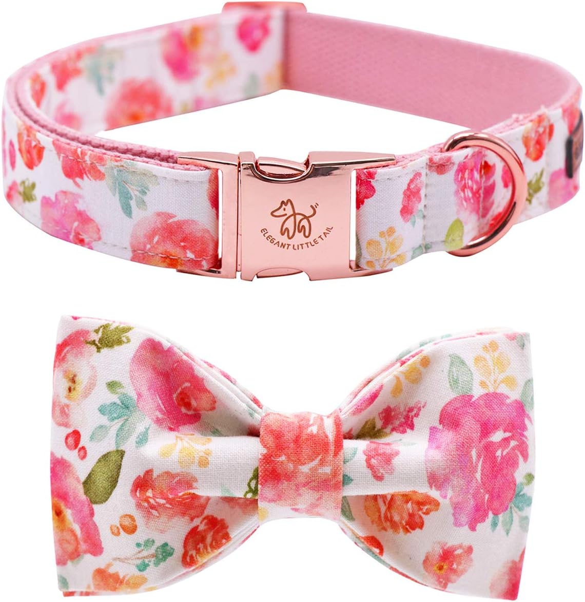 Elegant little tail Dog Collar with Bow, Cotton & Webbing, Bowtie Dog Collar, Adjustable Dog Collars for Small Medium Large Dogs and Cats