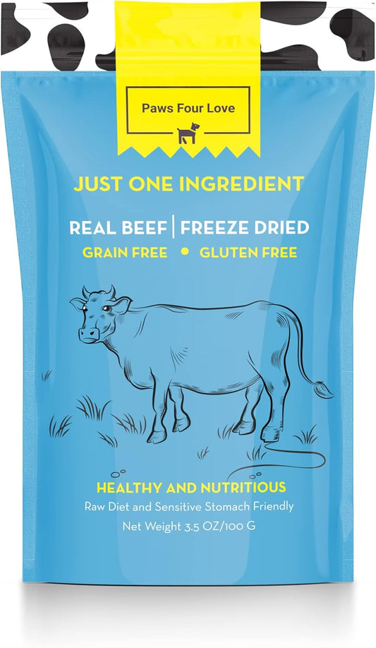 Organic Freeze Dried Dog & Cat Treats - Single Ingredient, Grain Free Food Toppers for Healthy Pets, No Fillers or Preservatives (1 Bag, Beef)