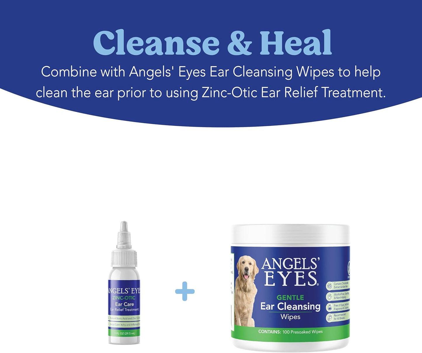 ANGELS’ EYES Zinc-Otic Ear Relief Treatment for Dogs and Cats Soothe Ear Infections Calm Itchy Inflamed Ears Natural BA and Zinc Formula 1 Ounce
