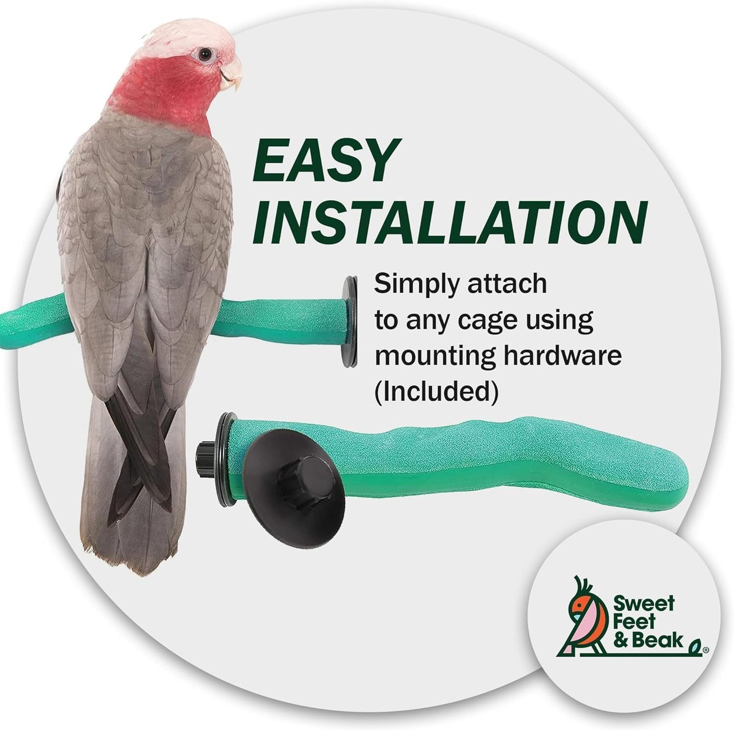 Safety Pumice Perch - Trims Nails and Beak - Promotes Healthy Feet - Safe Non-Toxic Bird Supplies for Bird Cages - Small 8"