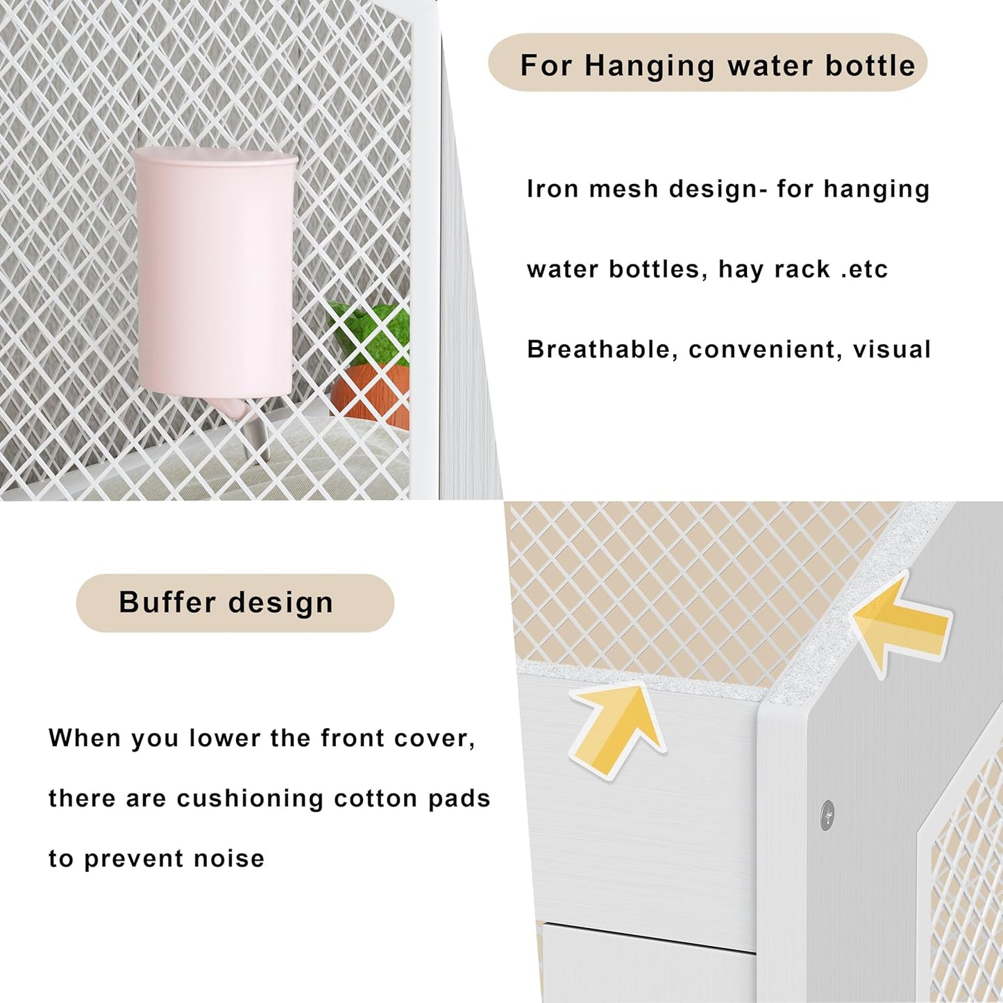 PAKASEPT Hamster Cage, Small Animal Cages with Storage Cabinet, Visual and Ventilated Large Habitats Hamster House for Rat, Guinea Pig, Hedgehog, Gerbil, White