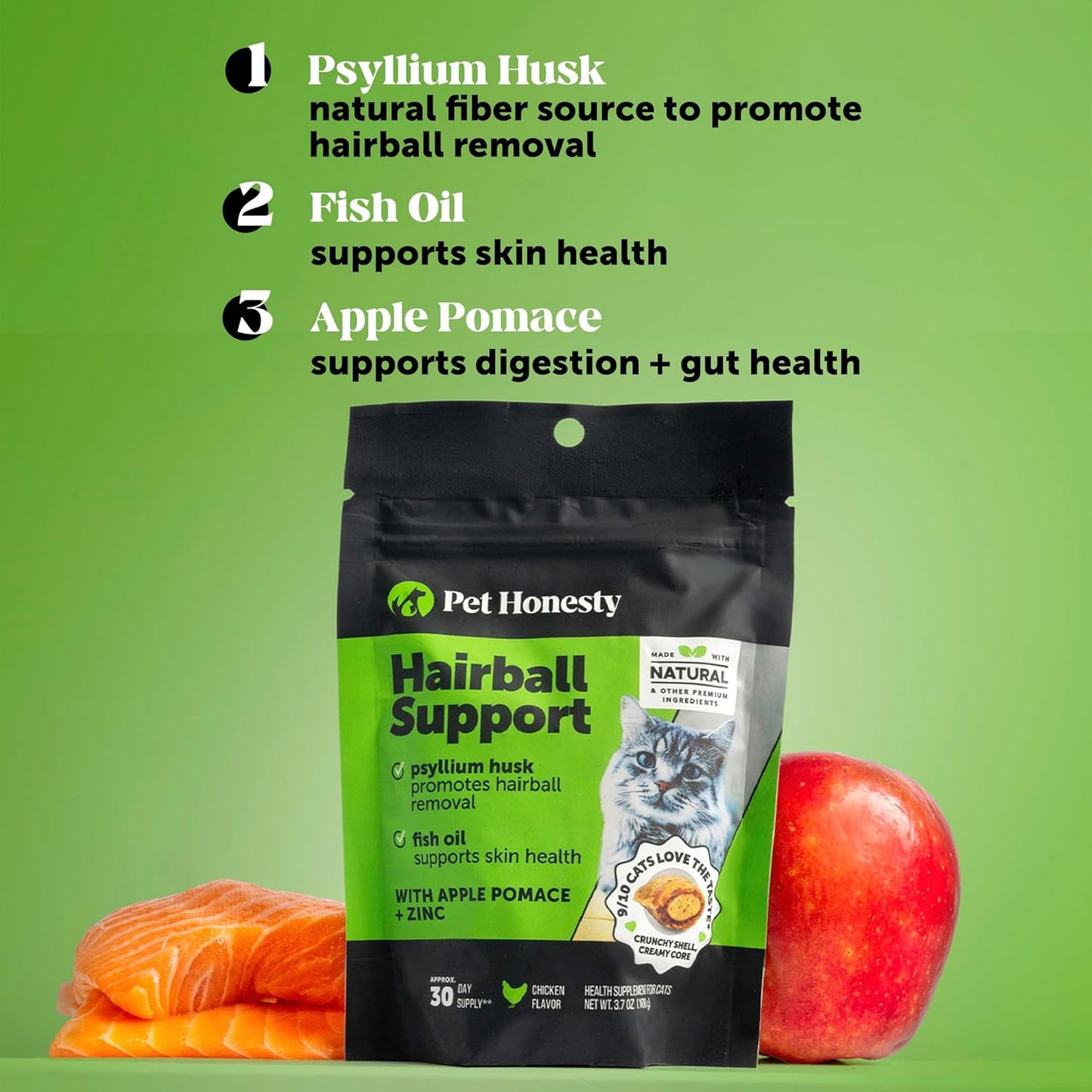 Cat Hairball Support Crunchy & Creamy Chews, Hairball Remedy Treats, Cat Furball Treatment, Supports Skin & Coat, Vitamins for Digestion, Chicken (30-Day Supply)