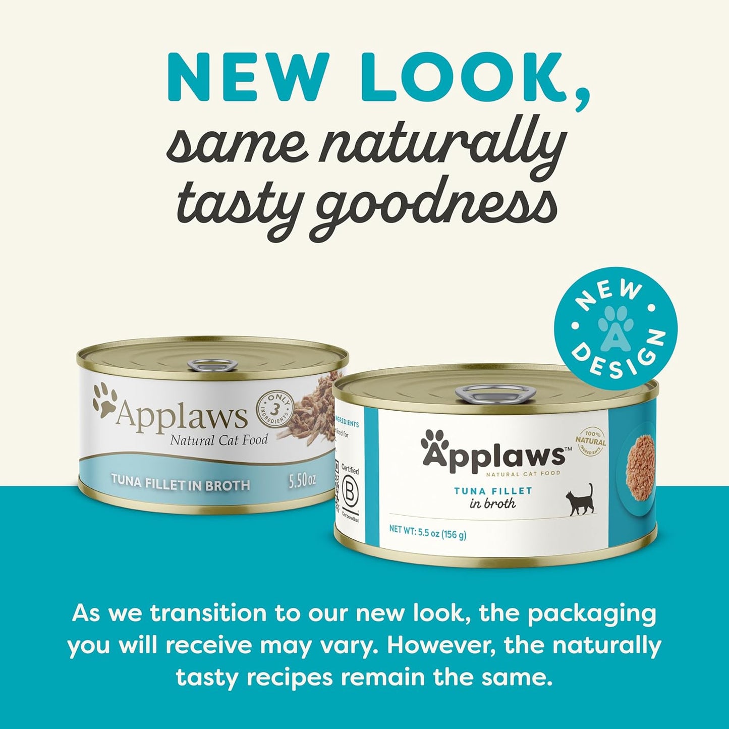 Applaws Natural Wet Cat Food in Broth, Limited Ingredient Canned Wet Cat Food, No Additives, Made with Natural Ingredients, Tuna Fillet Broth (6 x 5.5oz Cans)