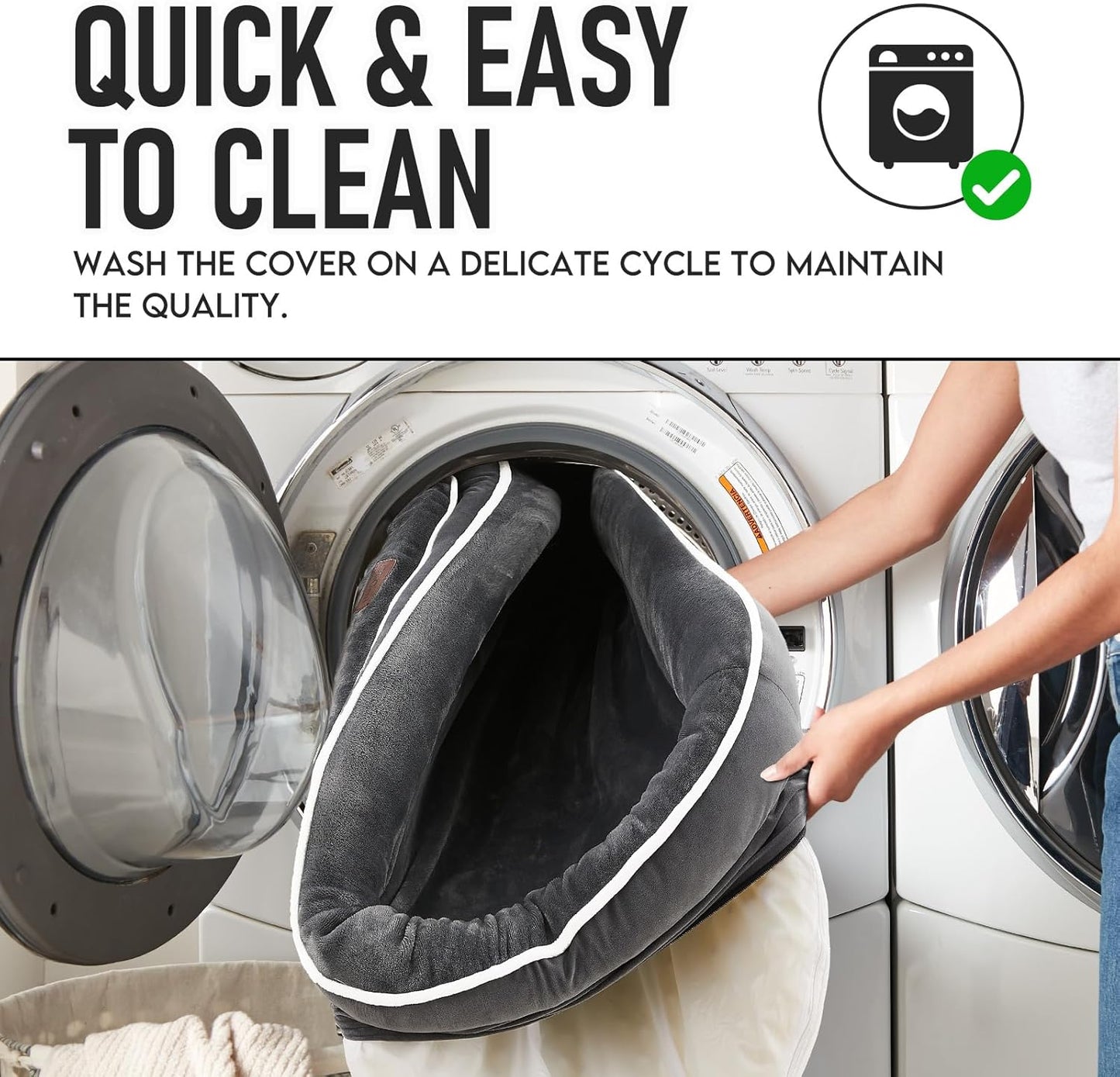 OhGeni Orthopedic Jumbo Dog Couch Pet Sofa XXL Sized Cat Beds with Comfort Foam Support, Soft Comfortable Fabric, Machine Washable Waterproof Removable Cover, 48-Inch (Gray)