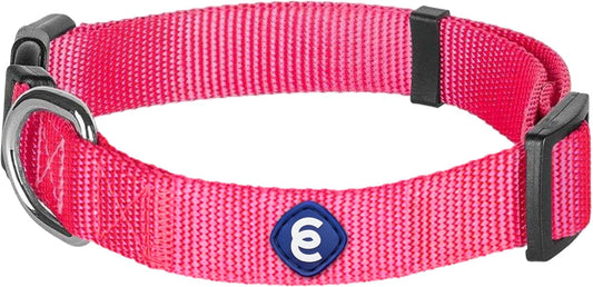 Blueberry Pet Essentials Adjustable Pink Dog Collar for Large Dogs, Solid Nylon, Comfortable & Durable, Secure Fit and Eco-Friendly for Pet Owners