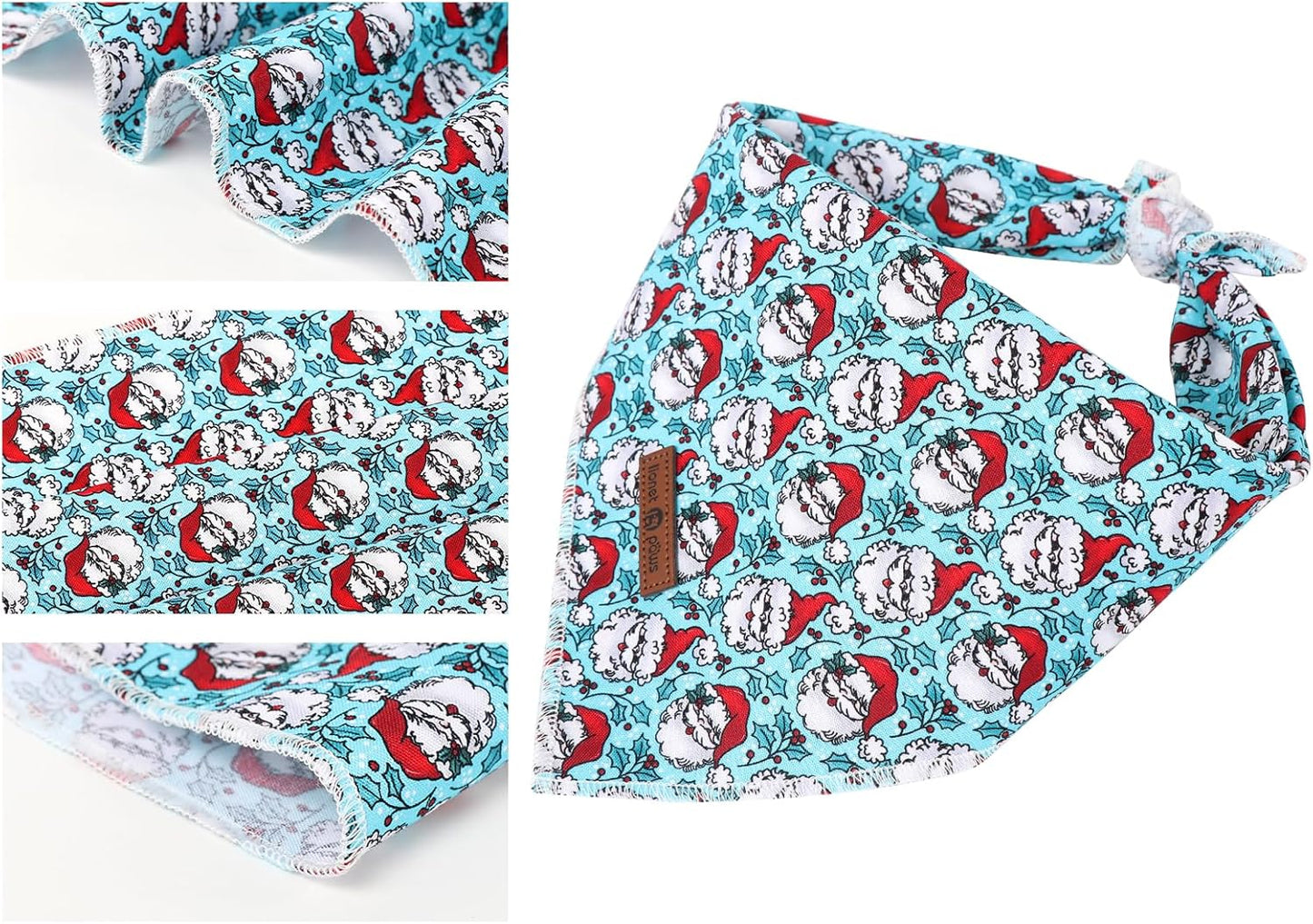 Lionet Paws Christmas Dog Bandana for Small Medium Large Dogs,Santa Cat Dog Kerchief Washable Dog Triangle Bibs Scarf for Girl or Boy Gift