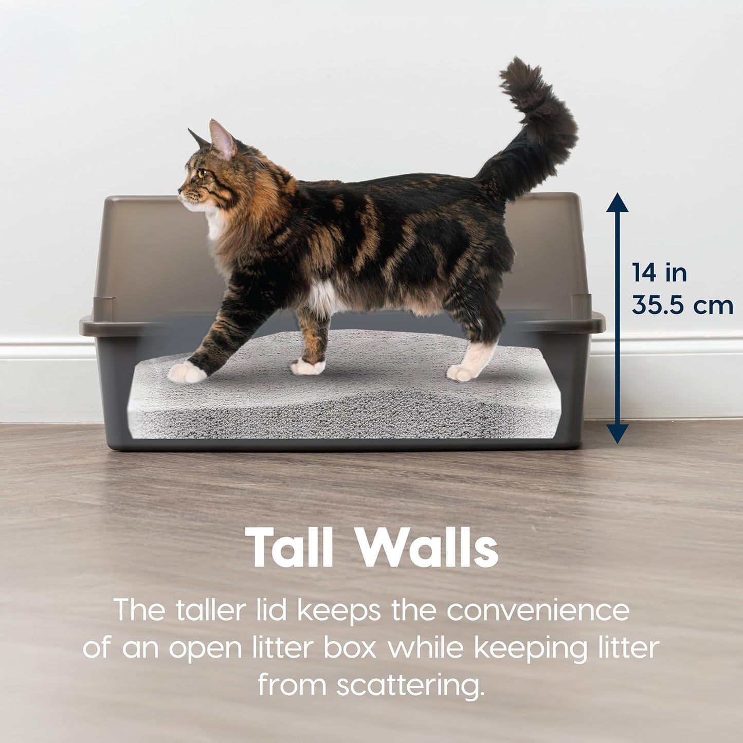 IRIS USA XX-Large Cat Litter Box, Open Top Extra Large Litter Box for Big Cats and Multi-Cat Households, High Sided Scatter Shield, Easy to Clean, 30" L x 20" W x 14" H, Gray