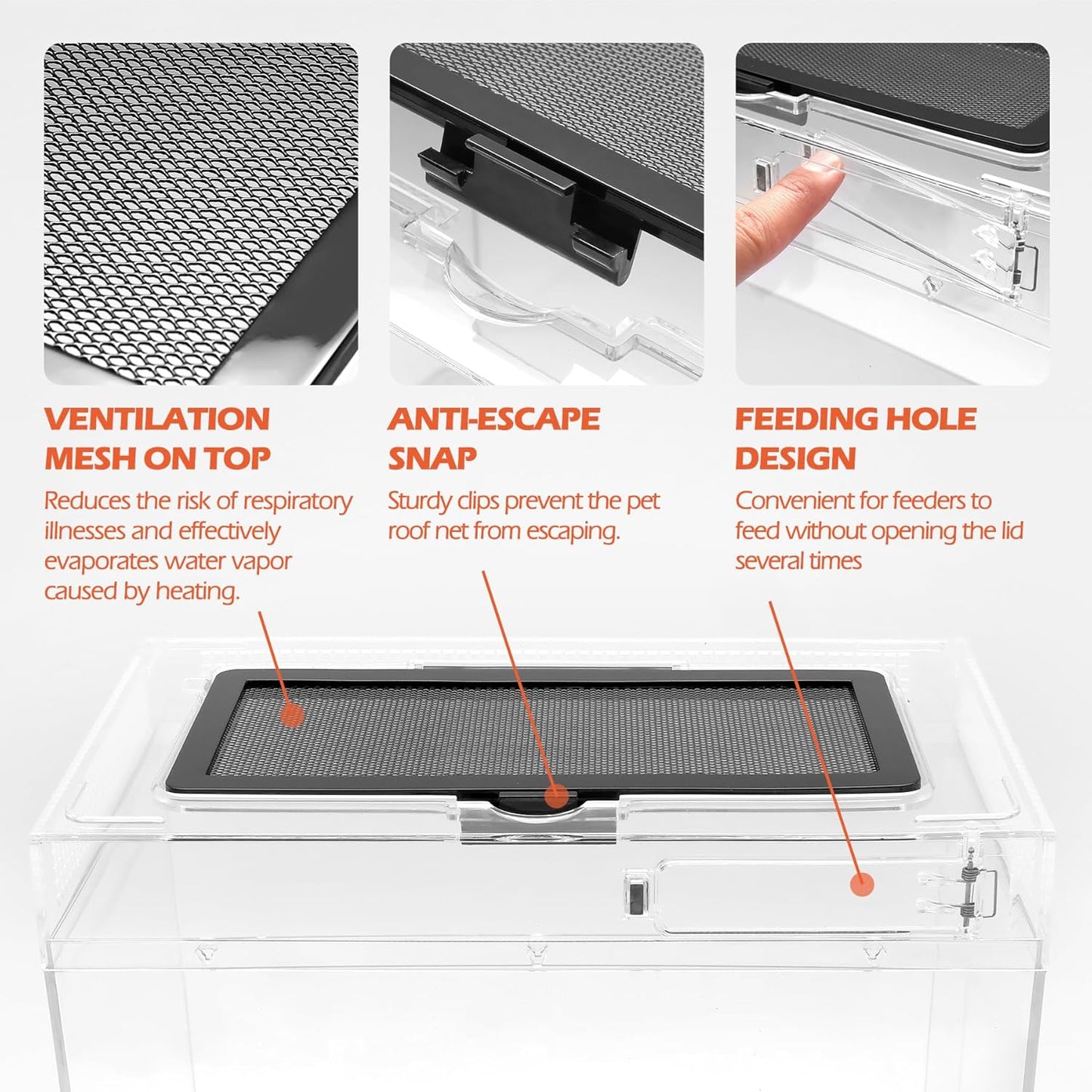 AZV Reptile Terrarium,Reptile Tank 15x8x10in Amphibian Isopod Tank Starter Kit with Bearded Dragon Hammock,Heat Lamp,Hide Cave for Geckos Lizard Mantis Spider Cricket Chameleons Corn Snake Turtle Frog