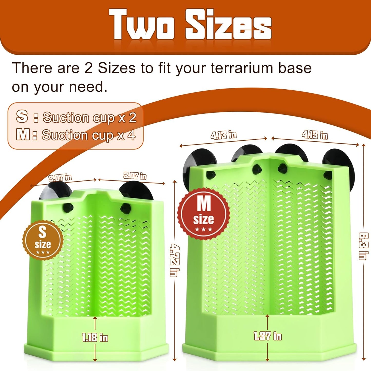 Reptile Corner Hunting Bowl - Glass Mount Insect Feeding Box for Reptile with Suction Cup which is Super Tight, Green, 6.29inch - M Size