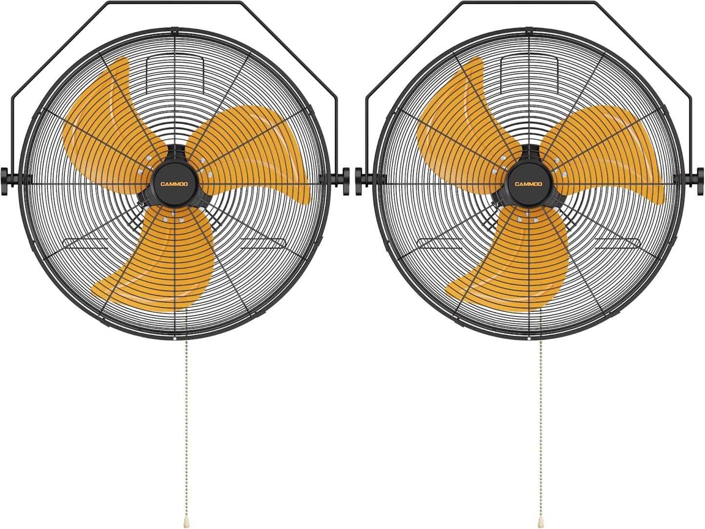 18 Inch Wall Mount Fan, Extended 6.6ft Power Cord, 360° Tilt Adjustment, 3-Speed, IP44 Industrial Commercial Wall Mounted Fan for Greenhouse, Garage, Workshop, Covered Patio, 2 Packs