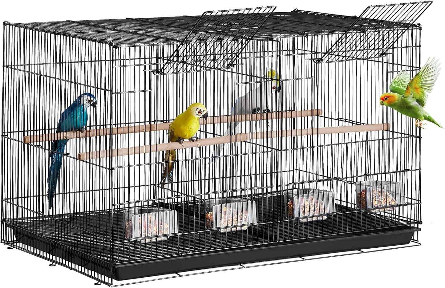 VEVOR 30-inch Flight Bird Cage, Stackable Divided Small Parakeet Cage for Parrots Canaries Cockatiels Lovebirds Finches Budgies Conures Macaws Pet Travel Birdcage with Handle and Perches