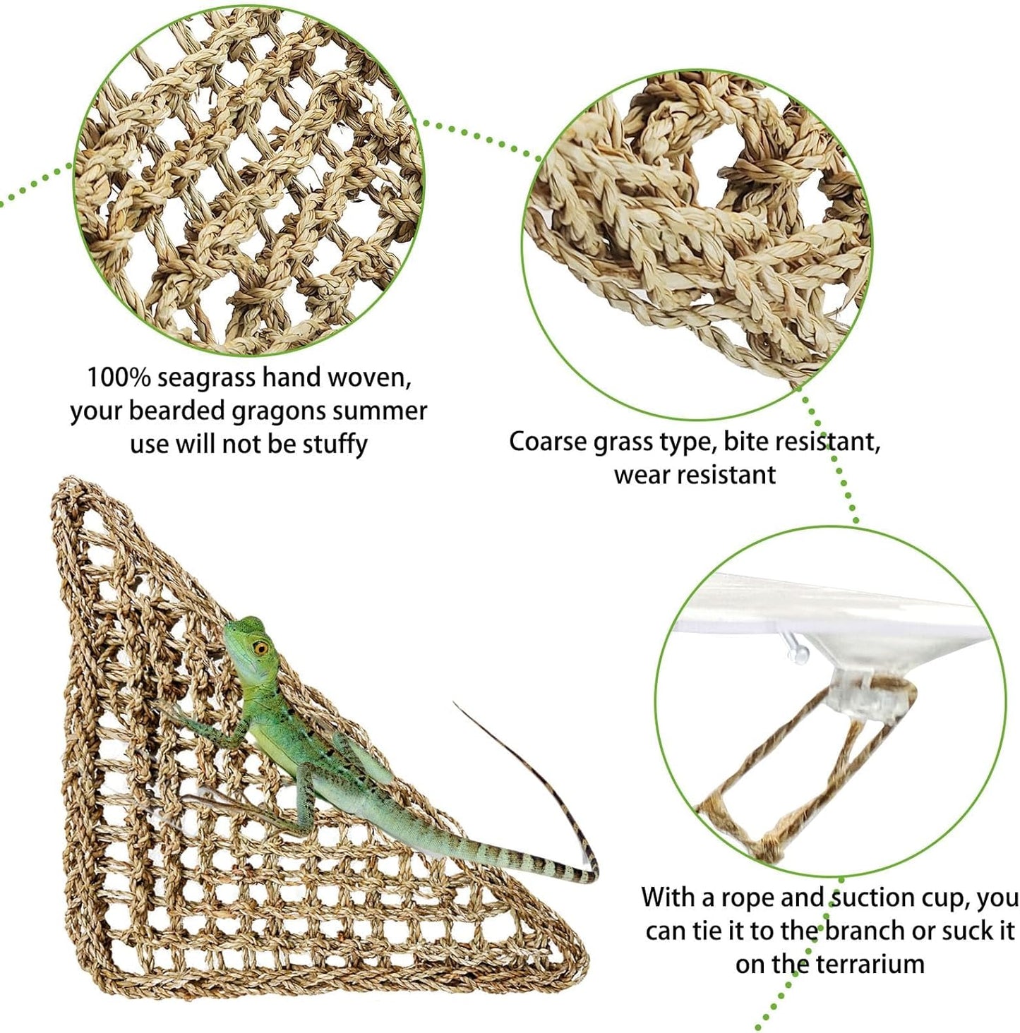 kathson Bearded Dragon Hammock, Reptile Terrarium Leaves with Suction Cups, Bearded Dragon Tank Accessories, Habitat Decor for Chameleon, Lizards, Geckos, and Snakes（16.53 x 12.6 x 12.6 inches, 2 PCS）