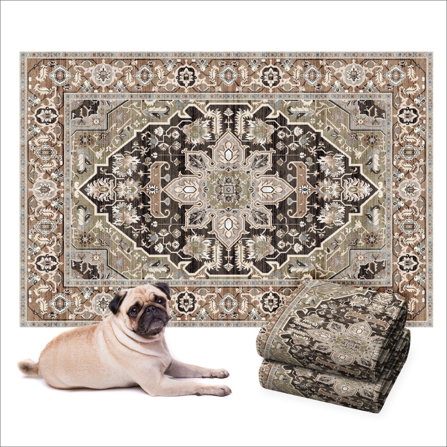 LOVEWAG Washable Dog Pee Pads, 36" x 48", Waterproof, Non-Slip, Super Absorbent, Reusable Machine-Washable, 2-Pack (Sage Forest)