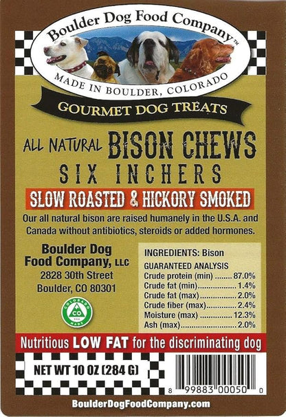 Boulder Dog Food Company Bison Chews, 6 Inches (10 oz) - Bully Sticks for Dogs Made in USA, No Hide Dog Chews, Grain Free Dog Treats, Bully Sticks Odor Free, Pizzle Sticks for Dogs