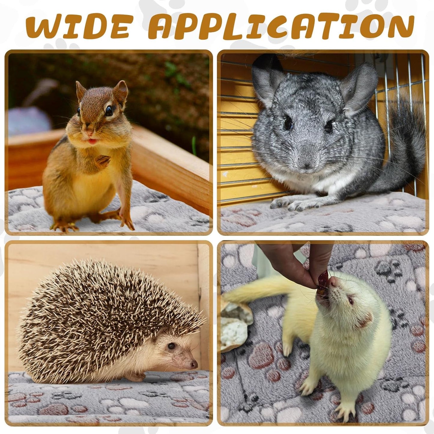 4 Pack Ultra Soft Dog Cat Bed Mat with Cute Prints Reversible Fleece Dog Crate Kennel Pad Cozy Washable Thickened Hamster Guinea Pig Pet Bed Mat for Small Animals(13 x 10 Inches,Light Gray)