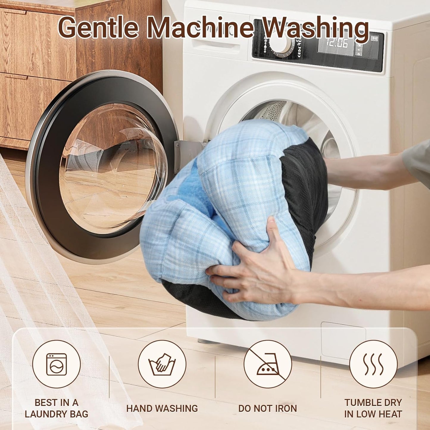 MIHIKK Rectangle Dog Beds for Large Dogs & Cats, Orthopedic Sleeping Pet Bed for Couch with Durable Puppy Cuddler and Anti-Slip Bottom Machine Washable 34 * 24 Inch (Blue)