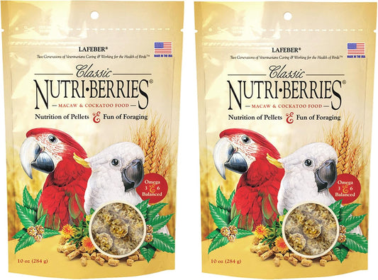 LAFEBER'S Classic Nutri-Berries Pet Bird Food, Made with Non-GMO and Human-Grade Ingredients, for Macaws and Cockatoos (10 oz Pack of 2)