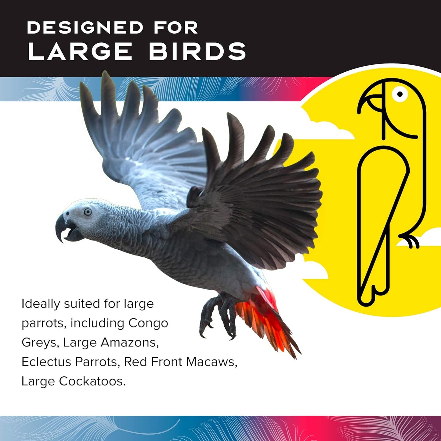 Featherland Paradise Cotton Snuggle Ring Bird Toy, Bird Perch, Large Bird Toys, for Parrots, Cockatoos, Macaws, Large Birds