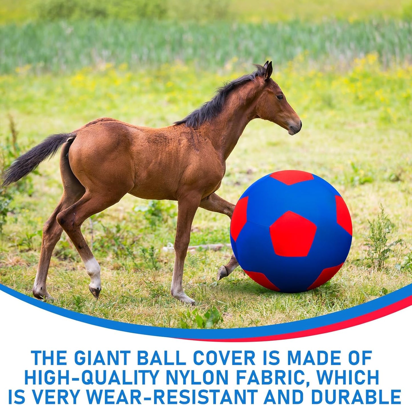 40inch Giant Herding Ball with Ball Cover Anti Burst Please Watch VCR for How to Inflation Horse Toys for Horses Stall Entertainment Play, Pump Included(Blue,Stylish)