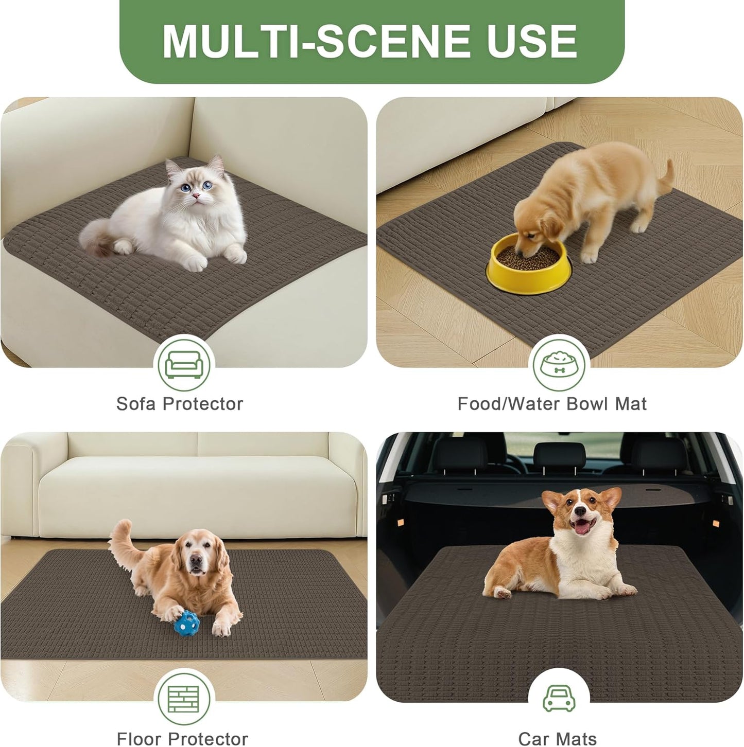 Washable Pee Pads for Dogs, 2 Pack Reusable Puppy Pads Dog Pads, Non-Slip Dog Pee Pads, Leakproof Pet Pee Pads Wee Wee Pads for Dogs. (Coffee, 40"x40"(Pack of 2))