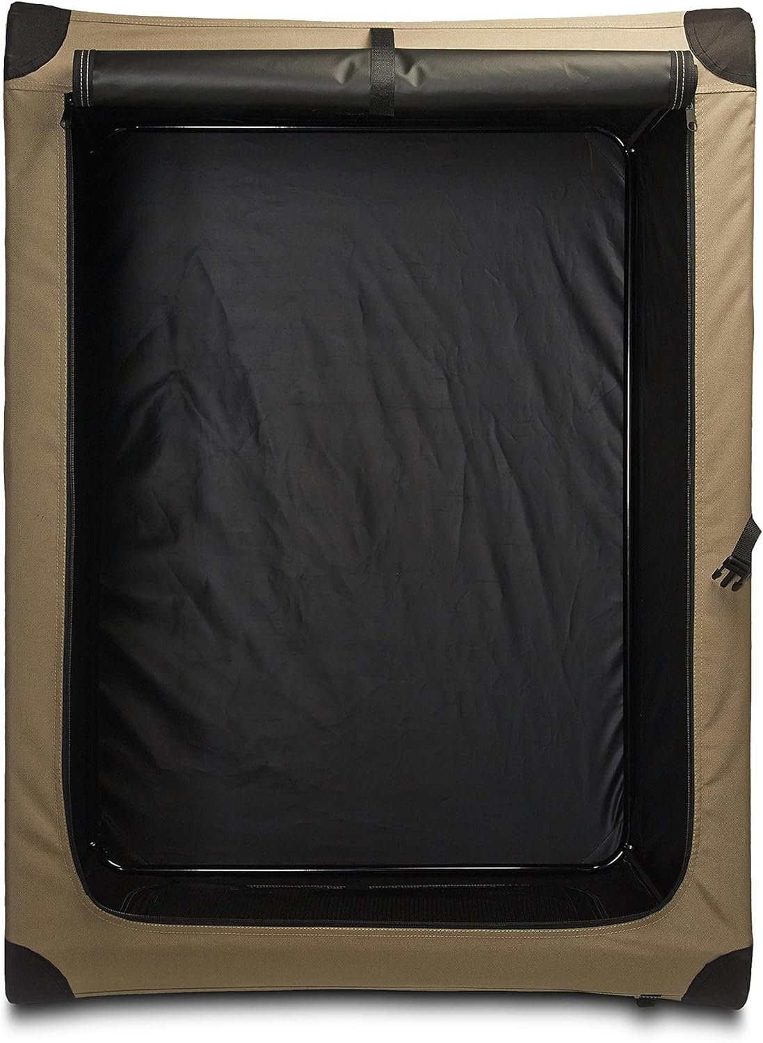 Amazon Basics Dog Crate, Travel Dog Kennel Double Door Collapsible, Lightweight Soft-Sided Folding, Portable Dog Cage, XL 42" x 31" x 31", Tan