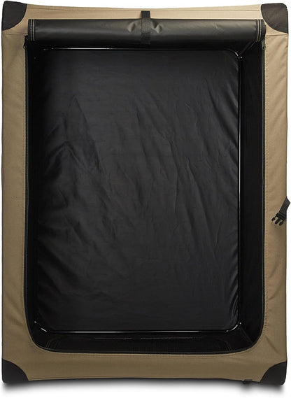 Amazon Basics Dog Crate, Travel Dog Kennel Double Door Collapsible, Lightweight Soft-Sided Folding, Portable Dog Cage, XL 42" x 31" x 31", Tan