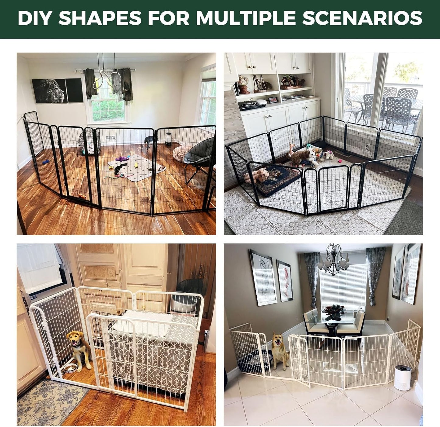 FXW Homeplus Unleashed Indoor Dog Playpen - Stress-Free and Safe Play, Heavy Duty 45 Inch 12 Wire Panels Dog Pen for Large Dogs, White│Patented