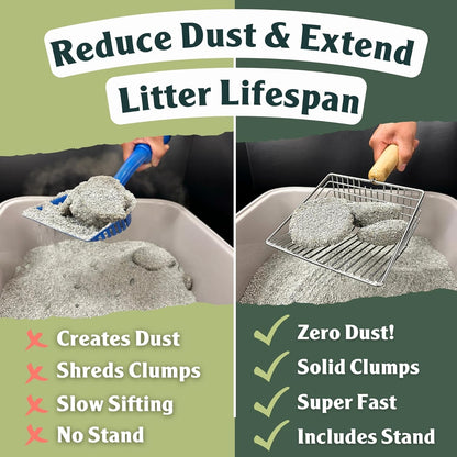 Sprinkle & Sweep Litter Box Deodorizer - Cat Litter Deodorizer Non Toxic and Safe for Kittens - Instantly Eliminates Foul Smells and Urine Odors (Bag, Sifter & Spray)