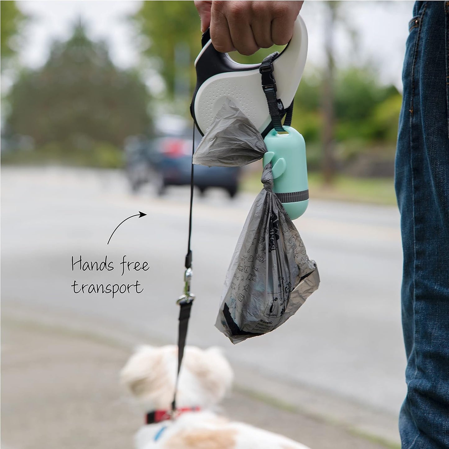 SVD.PET Dog Poop Bag Dispenser, Retractable Waste Bag Fits Any Dog Leash, Leak-proof Waste Bags, Poop Bag Holder, Doggy Walking Accessory (Misty Jade)