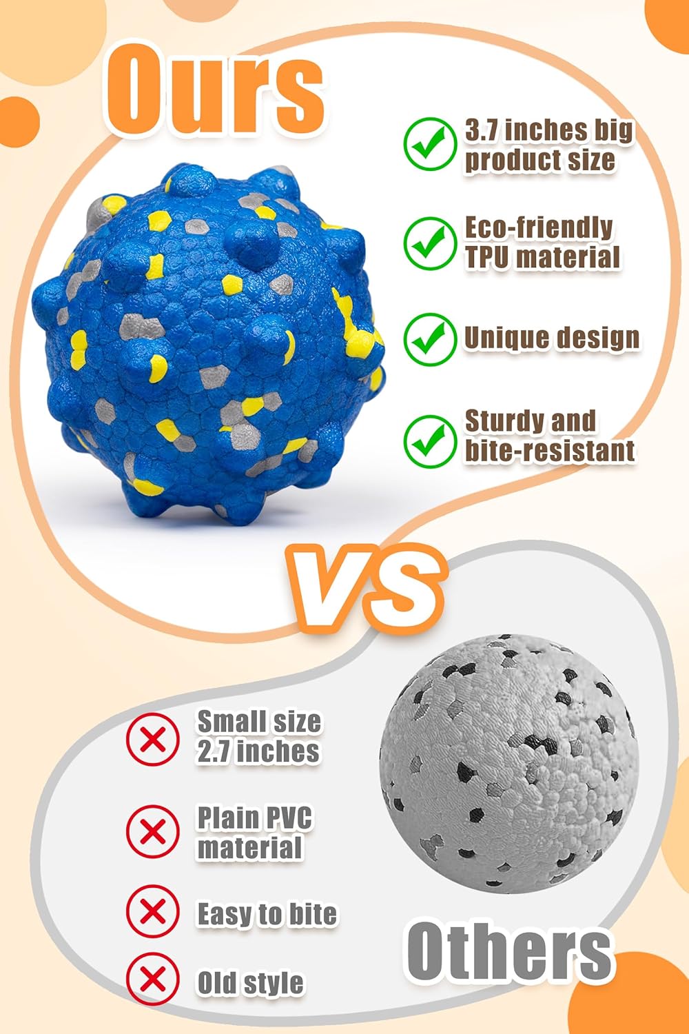 Dog Tennis Balls for Aggressive Chewers, Indestructible Durable Bouncy Interactive Toy for Dogs Fetch Game Lightweight Floating Outdoor Training(4Pcs Large)