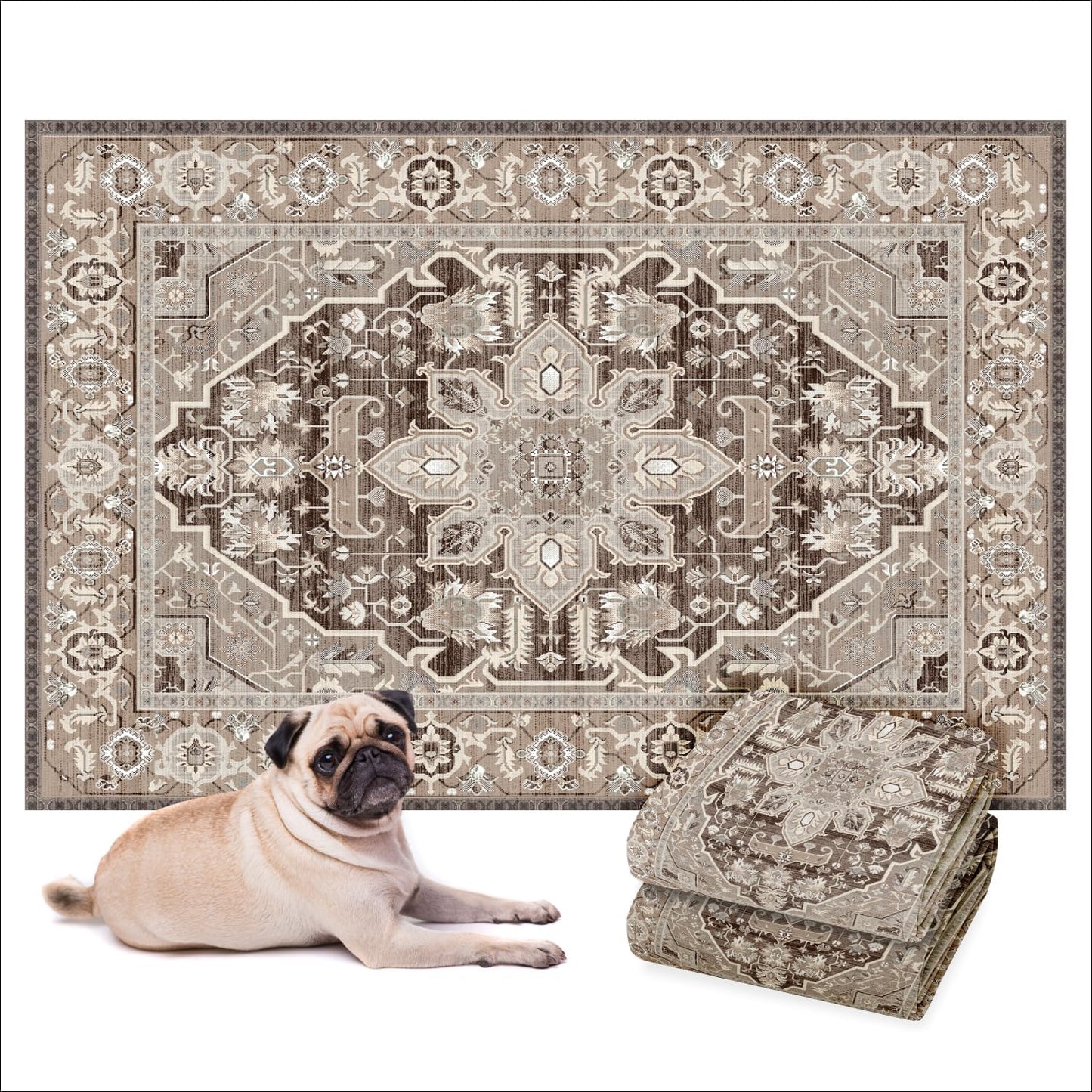 LOVEWAG Washable Dog Pee Pads, 24" x 16", Waterproof, Non-Slip, Super Absorbent, Reusable Machine-Washable, 2-Pack (Caramel Creme)