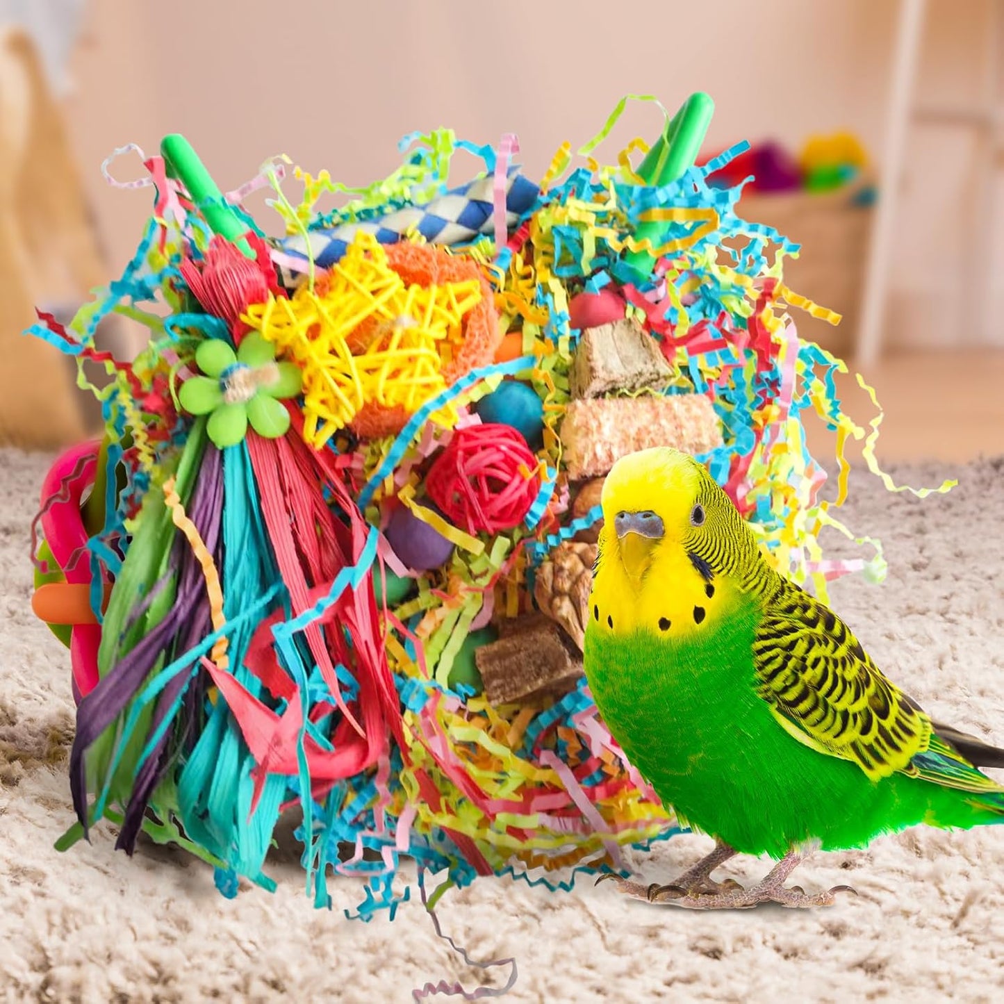 Bird Toys For Cockatiels, Tyotrbs Bird Toys For Conures Parakeet Toy BirdsToy For Parrots Birds Foraging Toy ParrotToys BirdCage Accessories Lovebird Cage Accessories for Small Birds