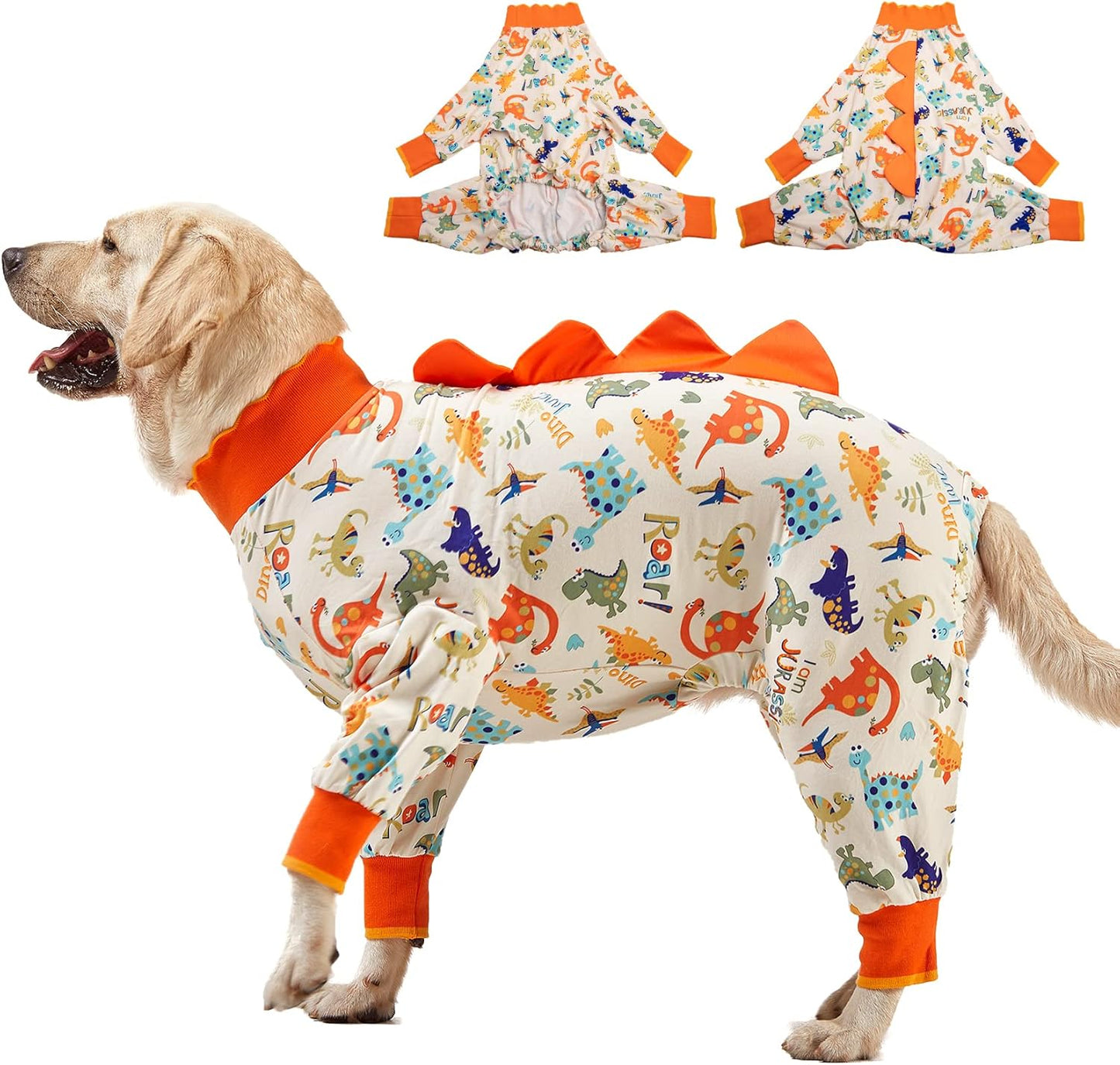 LovinPet Dog Pajamas Large Sized Dog, Anti Licking, Recovery Wear, Lightweight Jurassic Knit, UV for Large Dogs /3XL