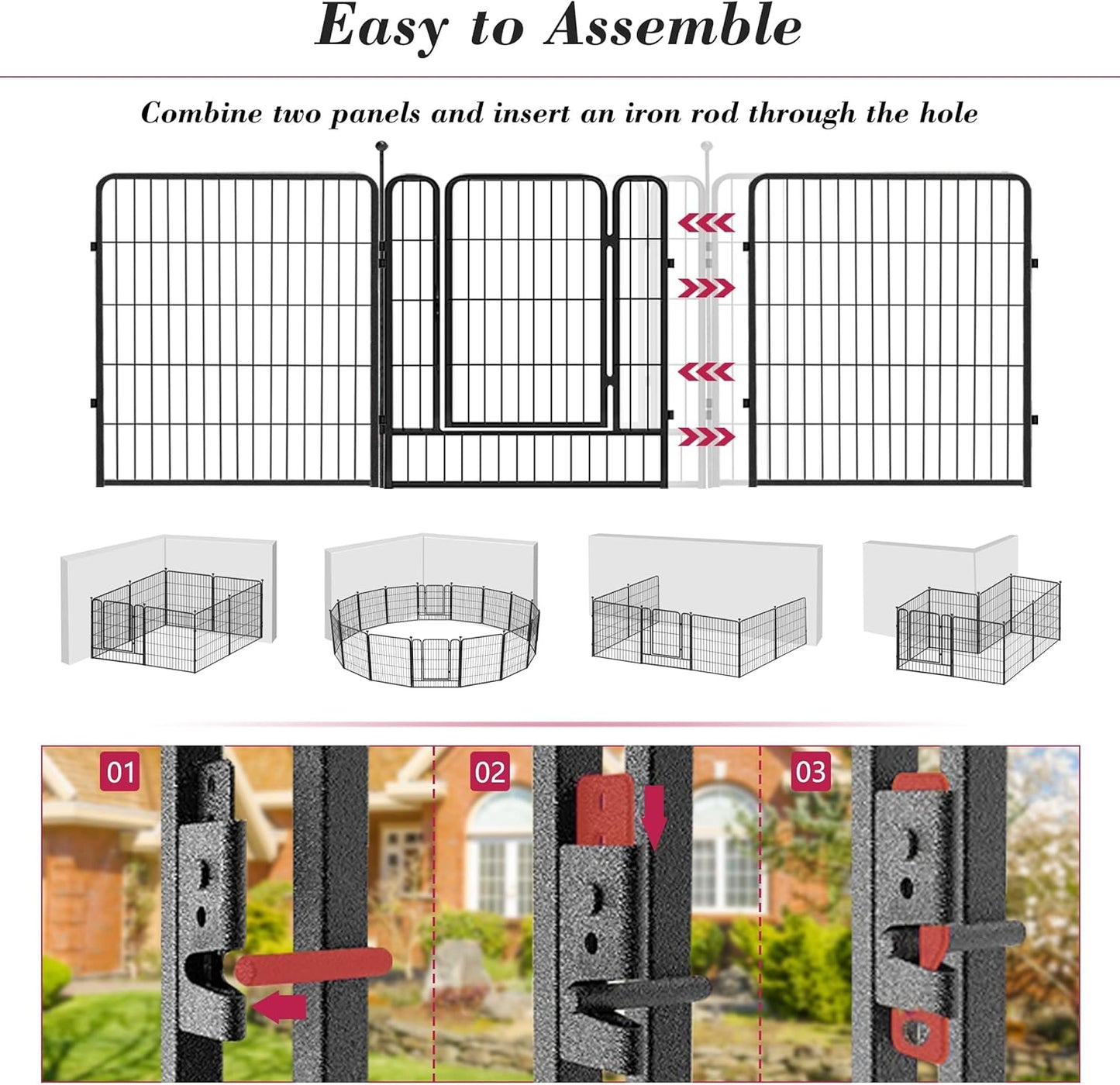 Dog Playpen 32 inch 20 Panels Indoor Outdoor Dog Pen for Medium/Small Dogs Heavy Duty Metal Dog Fence Outdoor for Yard, Puppy Playpen with Door Portable Pet Fence for RV Camping Yard