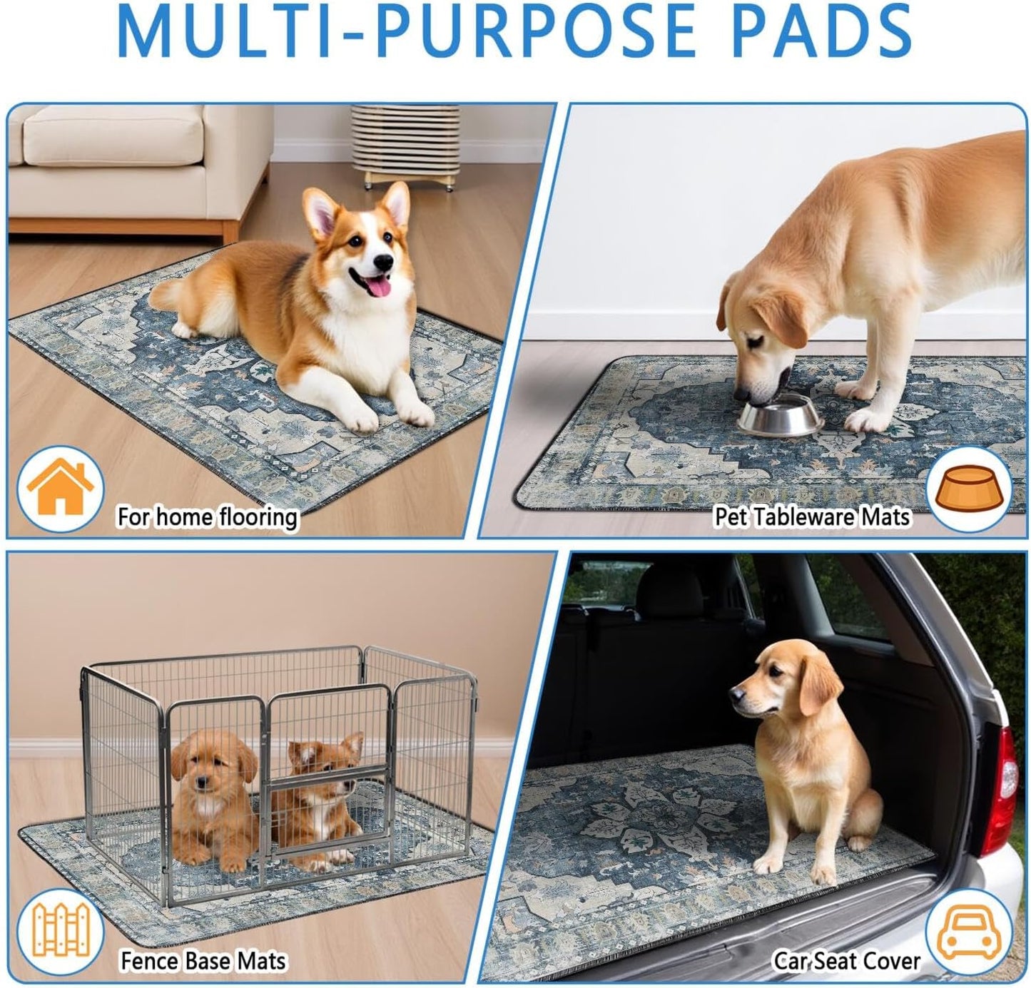 Washable Pee Pads for Dogs 2 Pack, Absorbent Reusable Puppy Pads Waterproof, Leakproof & Non-Slip Whelping Pad, Potty Training Pads for Dogs Playpen Mat 24x36