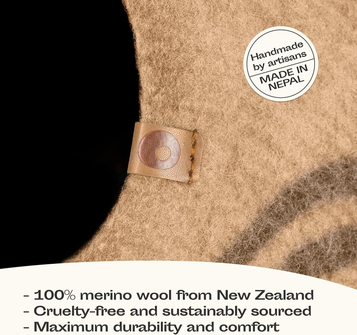 MEOWFIA Cat Cave – Premium Felt Cat Bed for Indoor Cats, Handmade 100% Merino Wool (Beige, Medium)