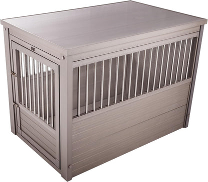 New Age Pet ECOFLEX Dog Crate End Table - Furniture-Style Pet Crate for Crate Trained Dogs - Stainless Steel Tubing & a Latched Closure - 10 Year Manufacturer's Warranty