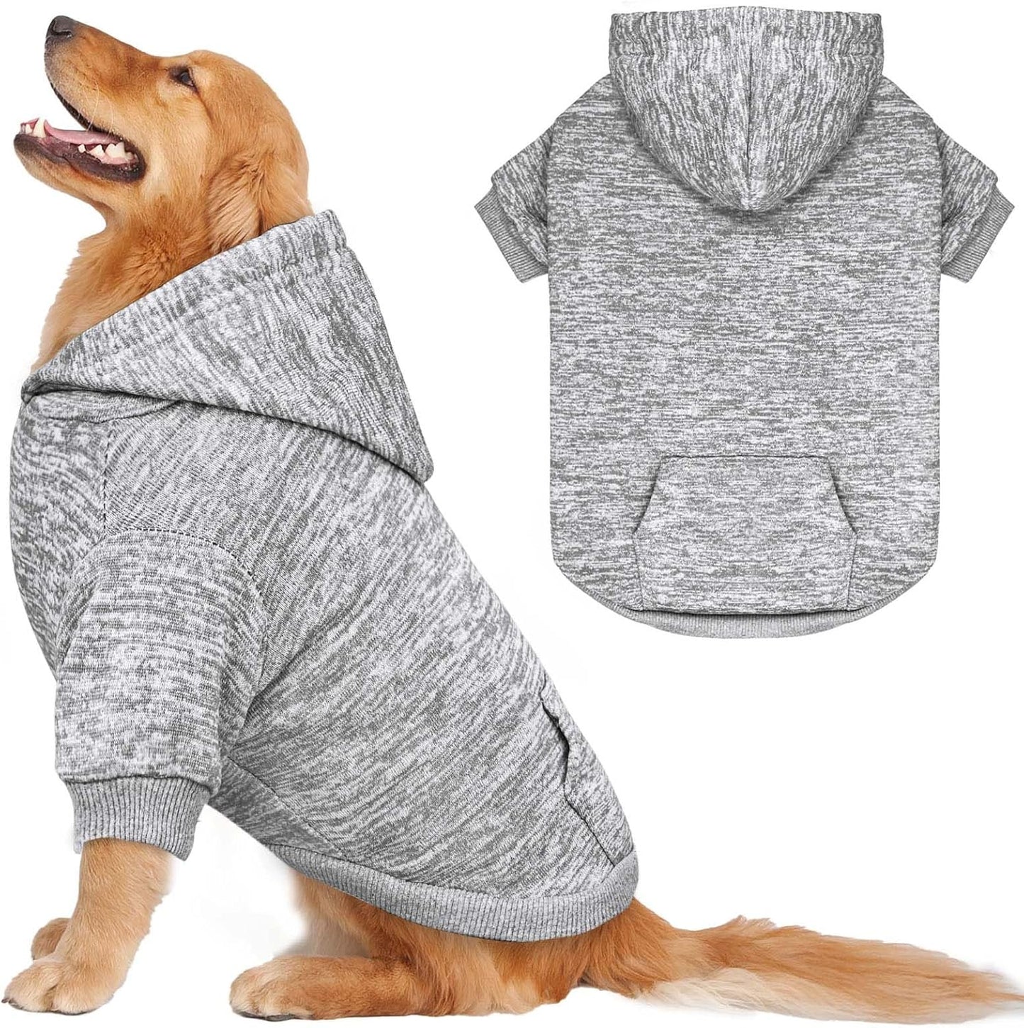 Dog Sweaters for Large Dogs Dog Hoodie Fleece Dog Sweater Soft Dog Clothes Sweatshirt with Pocket Dog Hoodie for Large Dogs(Grey&XL)