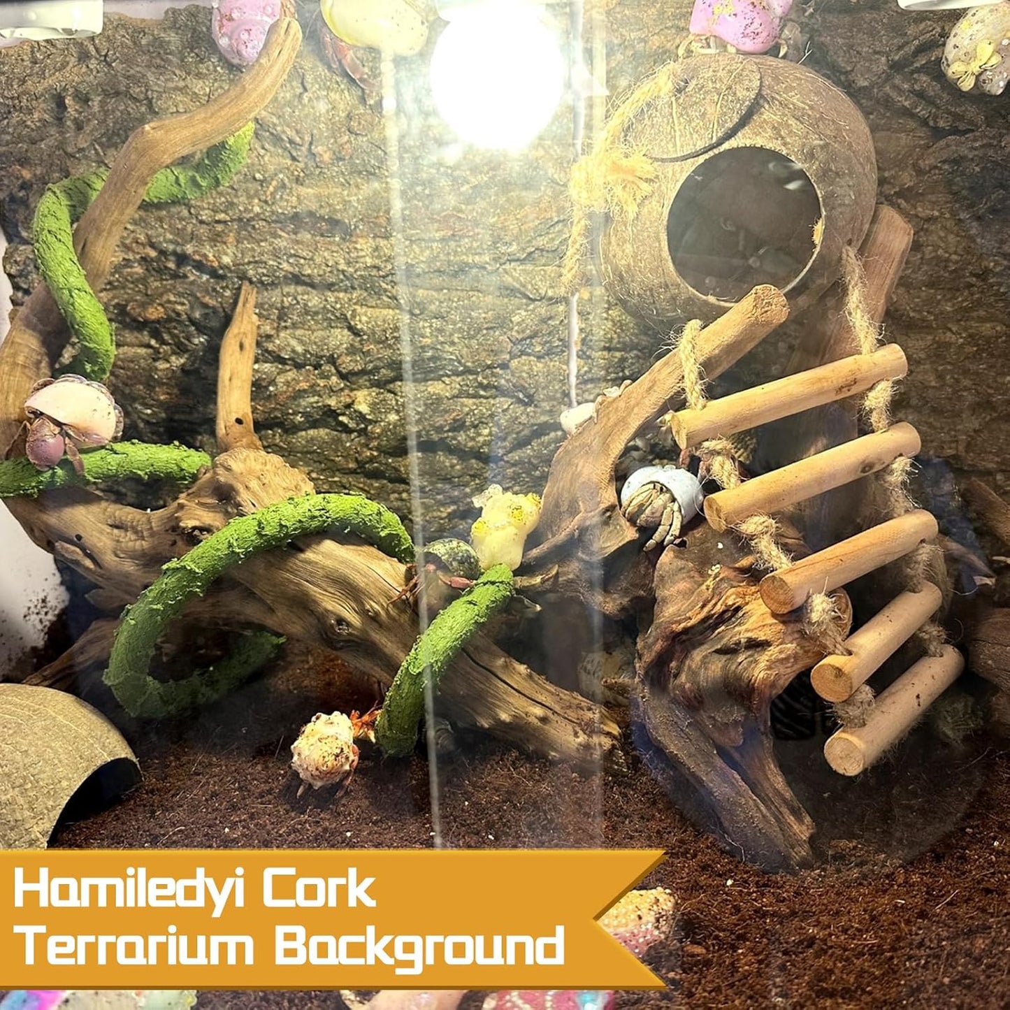 8PCS Cork Terrarium Background 15.7x11.8in Natural Large Cork Bark Backdrop Reptile Climbing Mat Tank Habitat Decor for Spider Lizard Chamelon Turtle Beared Dragon