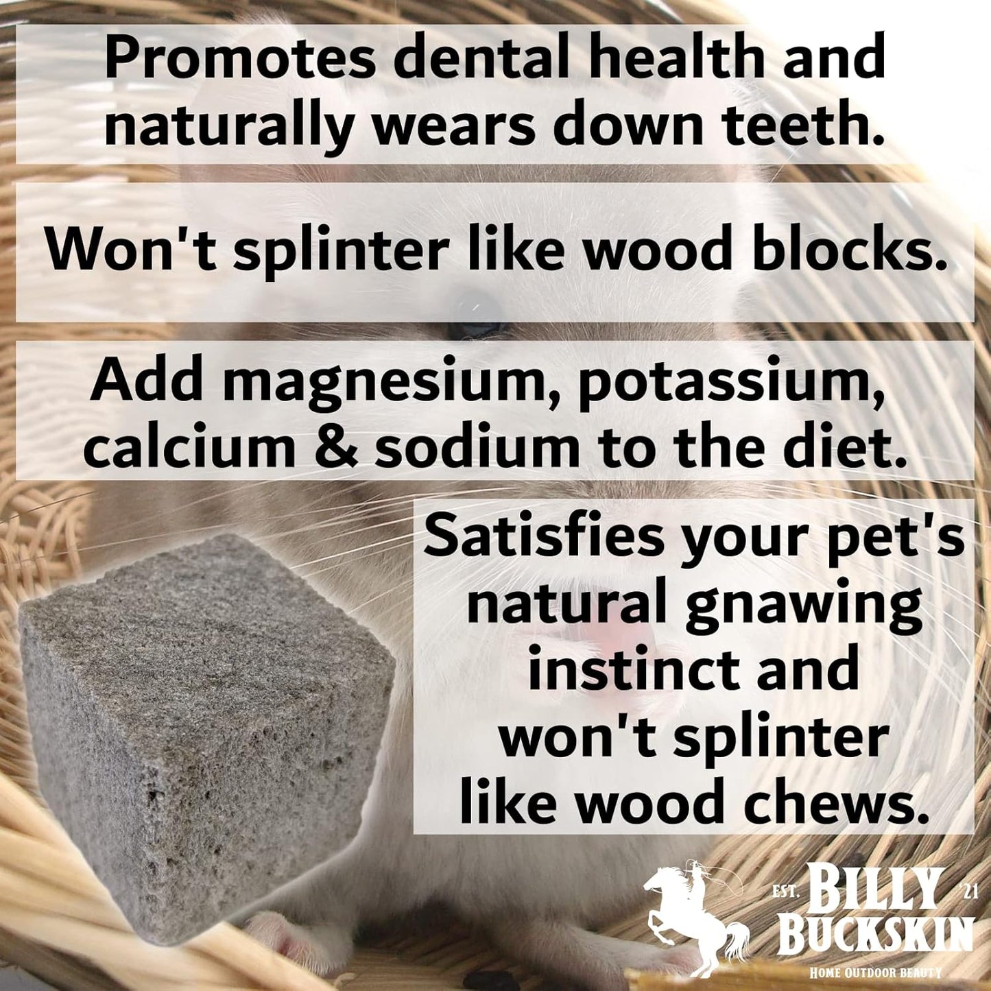 Chinchilla Chew Toys, Pumice Chew Blocks, Lava Block for Hamster, Rat, Mice, Degus, Gerbils, Small Animal Toys, Guinea Pigs, Rabbit Toy, Bunny Toy by Billy Buckskin (Pack of 6)Mined in USA