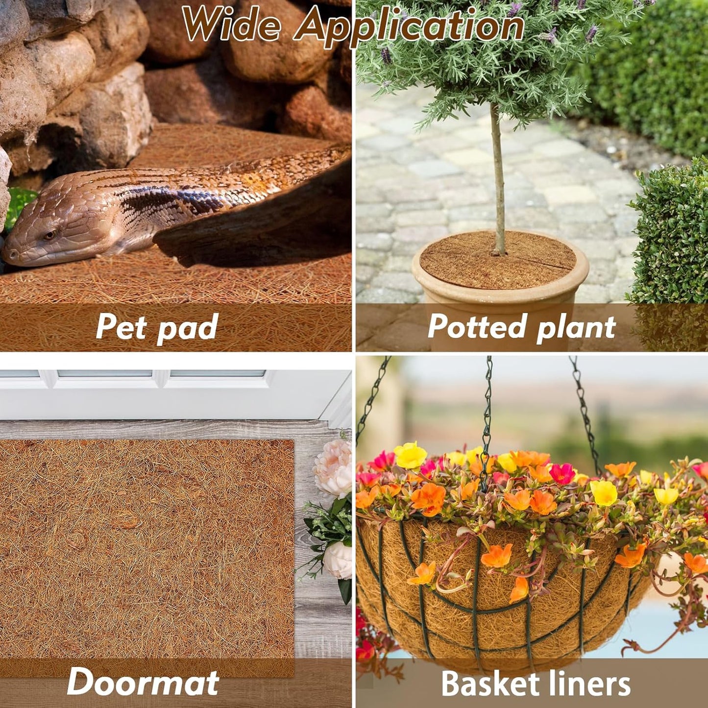 ZeeDix 3 Rolls Coconut Fiber Reptile Substrate Mat, 24 x 48 inches Natural Coco Mat Reptile Carpet Coco Fiber Liner Turtle Bedding Reptile Terrarium Liner for Lizard Snake Turtle Gecko Bearded Dragon