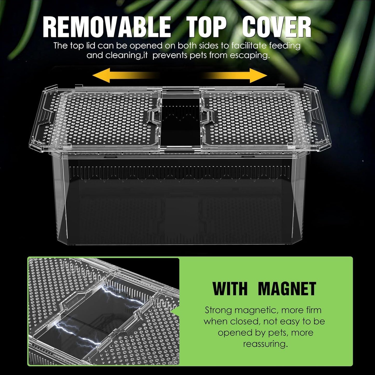 Breathable and Secure Reptile Tank with high Transparency - Ideal Container House for Hermit Crab, Tarantula Enclosure, Turtle Tank or Jumping Spider Habitat (L)