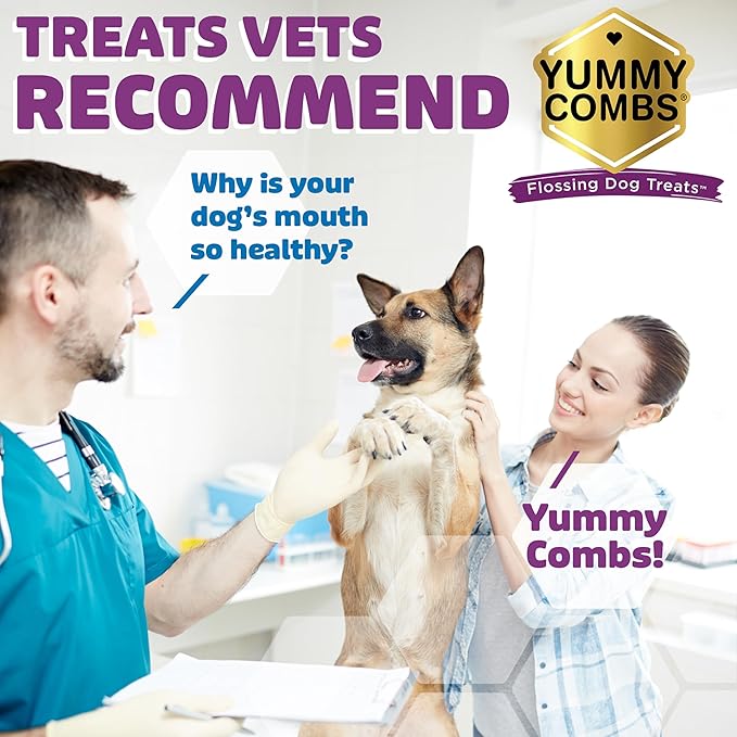 Yummy Combs Dog Dental Treats – Vet VOHC Approved, Removes Tartar & Cleans Teeth – Yummy High Protein Chicken Treat for Medium Dogs (Mini Pack, 9 Count)