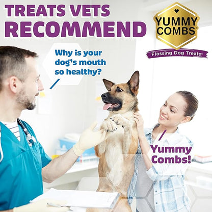 Yummy Combs Dog Dental Treats – Vet VOHC Approved, Removes Tartar & Cleans Teeth – Yummy High Protein Chicken Treat for Large Dogs (Mini Pack, 6 Count)