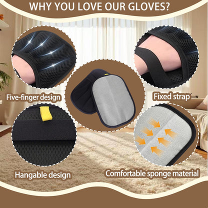 Upgraded Pet Hair Remover Glove - Reusable Electrostatic Five-Finger Gloves for Cat/Dog Hair Removal on Furniture, Carpet & Clothes