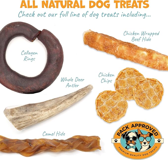Beef Collagen Chews - Rawhide Free, Long Lasting - 100% Beef Corium, Single Ingredient Dog Treat - Puppy Teething Rings, Natural - 3.5" Rings, Pack of 4