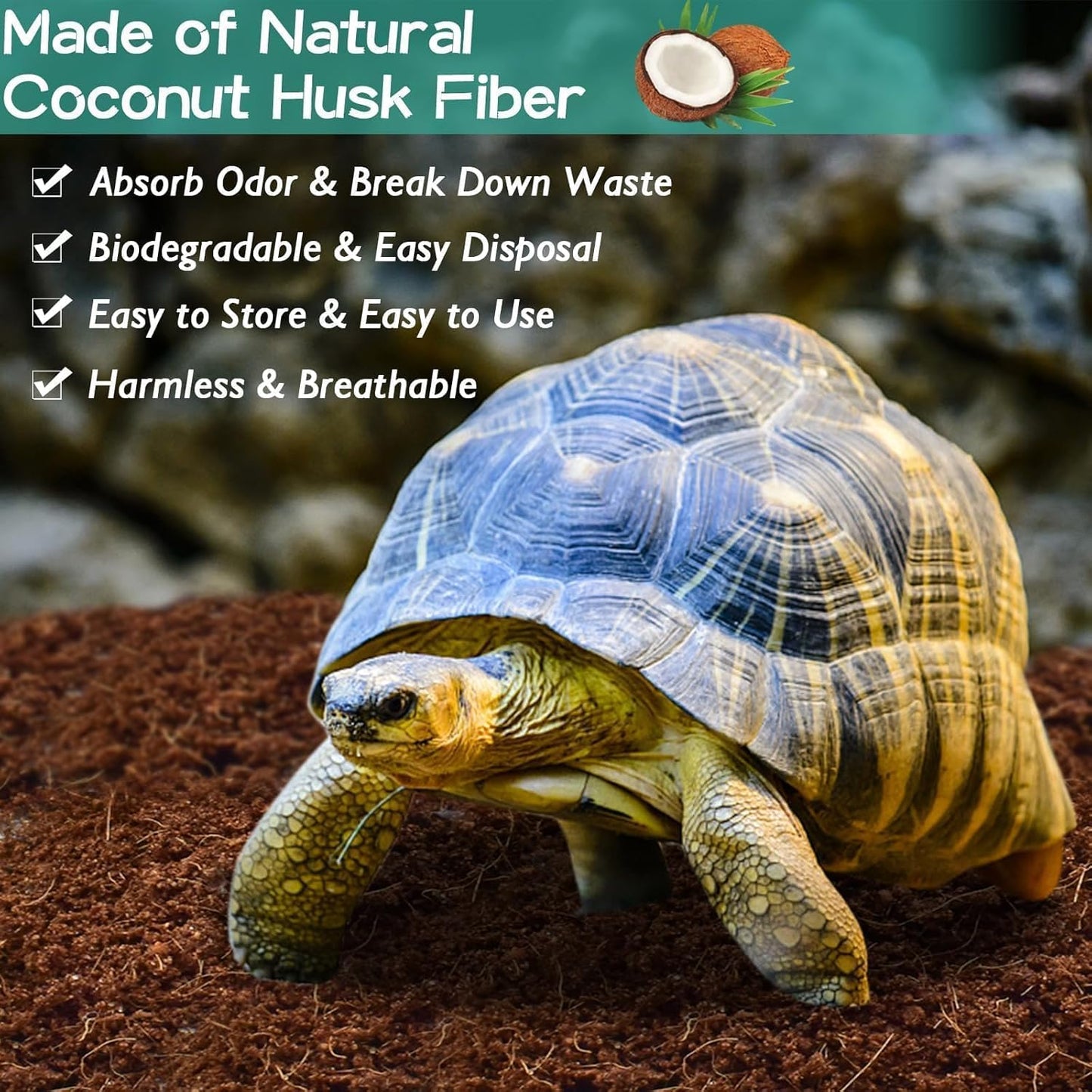 Halatool 4Pack Coconut Fiber Substrate Natural Premium Coco Coir Terrarium Aquarium Substrate for Reptile Tank Tortoise Habitat Beard Dragon Leopard Gecko Snake Tarantula Worm Bins Hermit Crab Snake